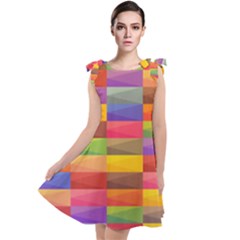Abstract Background Geometric Tie Up Tunic Dress