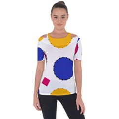 Circles Seamless Pattern Tileable Shoulder Cut Out Short Sleeve Top