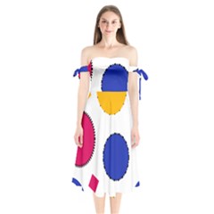 Circles Seamless Pattern Tileable Shoulder Tie Bardot Midi Dress