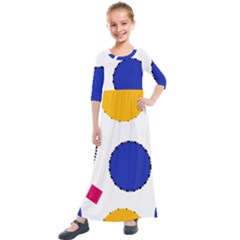 Circles Seamless Pattern Tileable Kids  Quarter Sleeve Maxi Dress by Alisyart