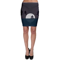 Birds Moon Moonlight Tree Animal Bodycon Skirt by HermanTelo