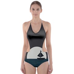 Birds Moon Moonlight Tree Animal Cut-out One Piece Swimsuit