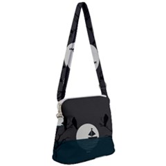 Birds Moon Moonlight Tree Animal Zipper Messenger Bag by HermanTelo