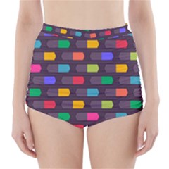 Background Colorful Geometric High-waisted Bikini Bottoms
