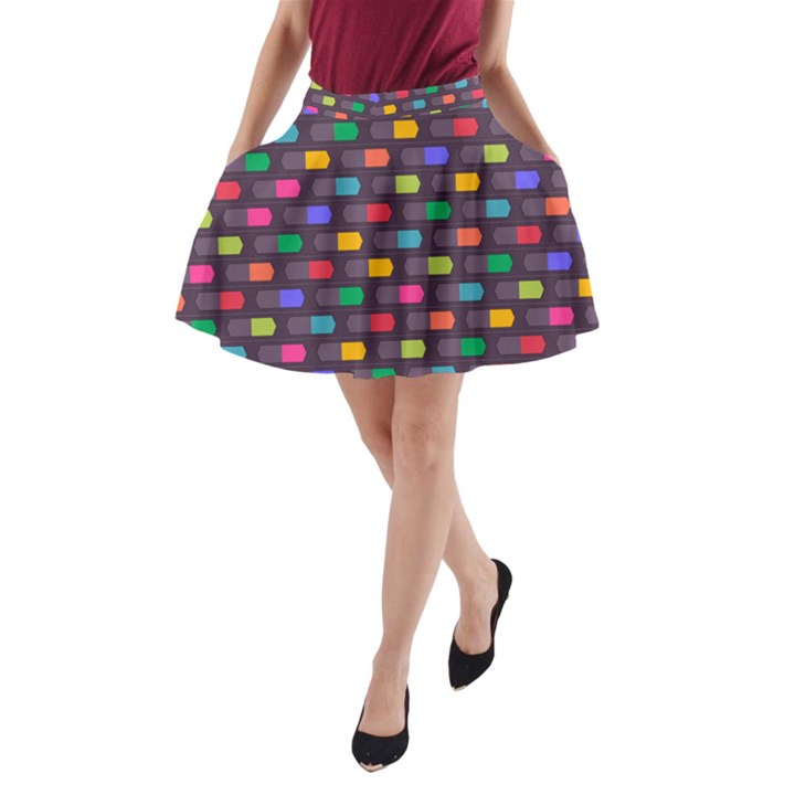 Background Colorful Geometric A-Line Pocket Skirt