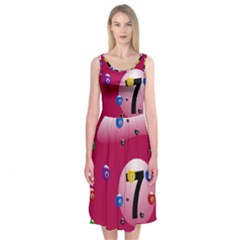 Billiard Ball Ball Game Pink Midi Sleeveless Dress by HermanTelo