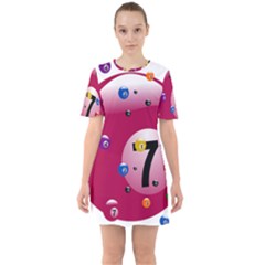 Billiard Ball Ball Game Pink Sixties Short Sleeve Mini Dress by HermanTelo