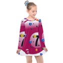 Billiard Ball Ball Game Pink Kids  Long Sleeve Dress View1