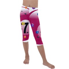 Billiard Ball Ball Game Pink Kids  Lightweight Velour Capri Leggings 