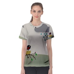 Birds Tree Animal Black Tree Women s Sport Mesh Tee