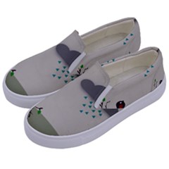 Birds Tree Animal Black Tree Kids  Canvas Slip Ons