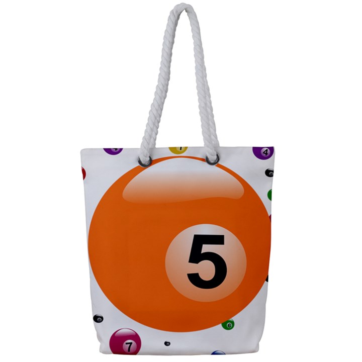 Billiard Ball Ball Game Pink Orange Full Print Rope Handle Tote (Small)