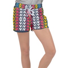 Background Colorful Geometric Unique Women s Velour Lounge Shorts