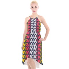 Background Colorful Geometric Unique High-low Halter Chiffon Dress  by HermanTelo