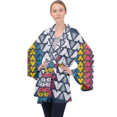 Background Colorful Geometric Unique Velvet Kimono Robe