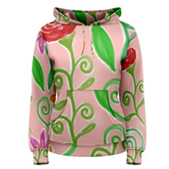 Background Colorful Floral Flowers Women s Pullover Hoodie