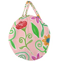Background Colorful Floral Flowers Giant Round Zipper Tote