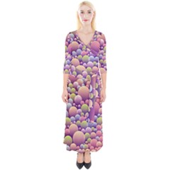 Abstract Background Circle Bubbles Quarter Sleeve Wrap Maxi Dress