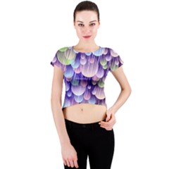 Abstract Background Circle Bubbles Space Crew Neck Crop Top
