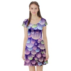 Abstract Background Circle Bubbles Space Short Sleeve Skater Dress