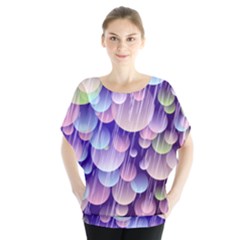 Abstract Background Circle Bubbles Space Batwing Chiffon Blouse