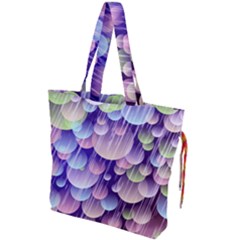 Abstract Background Circle Bubbles Space Drawstring Tote Bag