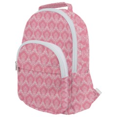 Damask Floral Design Seamless Rounded Multi Pocket Backpack