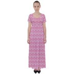 Damask Floral Design Seamless High Waist Short Sleeve Maxi Dress