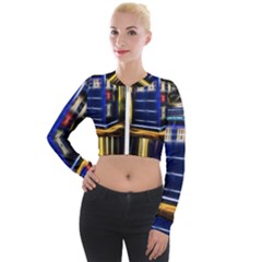 Famous Blue Police Box Long Sleeve Cropped Velvet Jacket