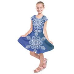 Flake Crystal Snow Winter Ice Kids  Short Sleeve Dress by HermanTelo