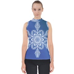 Flake Crystal Snow Winter Ice Mock Neck Shell Top