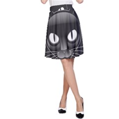 Grey Eyes Kitty Cat A-line Skirt by HermanTelo