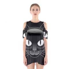 Grey Eyes Kitty Cat Shoulder Cutout One Piece Dress