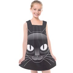Grey Eyes Kitty Cat Kids  Cross Back Dress