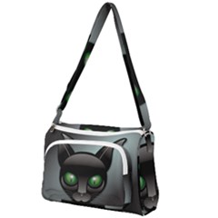 Green Eyes Kitty Cat Front Pocket Crossbody Bag by HermanTelo