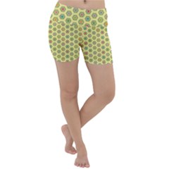 Hexagonal Pattern Unidirectional Yellow Lightweight Velour Yoga Shorts