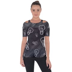 Many Lamps Background Shoulder Cut Out Short Sleeve Top