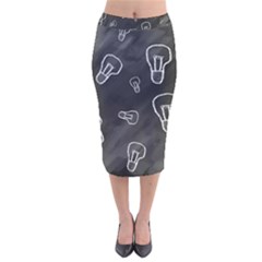 Many Lamps Background Velvet Midi Pencil Skirt