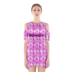 Maple Leaf Plant Seamless Pattern Shoulder Cutout One Piece Dress