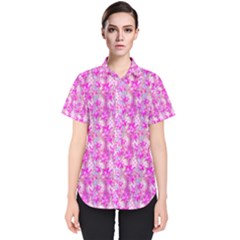 Maple Leaf Plant Seamless Pattern Women s Short Sleeve Shirt