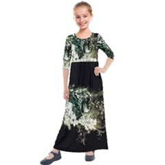 Awesome Tiger With Flowers Kids  Quarter Sleeve Maxi Dress by FantasyWorld7