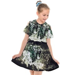 Awesome Tiger With Flowers Kids  Short Sleeve Shirt Dress by FantasyWorld7