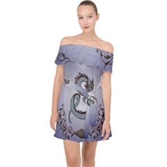 Wonderful Decorative Chinese Dragon Off Shoulder Chiffon Dress by FantasyWorld7