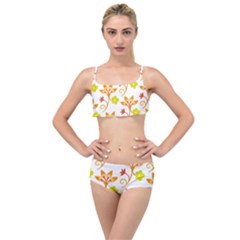 Pattern Floral Spring Map Gift Layered Top Bikini Set