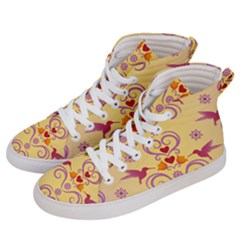 Pattern Bird Flower Men s Hi-top Skate Sneakers