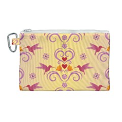 Pattern Bird Flower Canvas Cosmetic Bag (large)