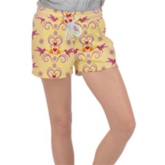 Pattern Bird Flower Women s Velour Lounge Shorts