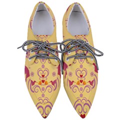 Pattern Bird Flower Pointed Oxford Shoes