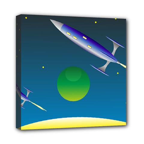 Rocket Spaceship Space Mini Canvas 8  X 8  (stretched) by HermanTelo