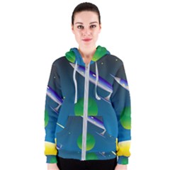 Rocket Spaceship Space Women s Zipper Hoodie by HermanTelo